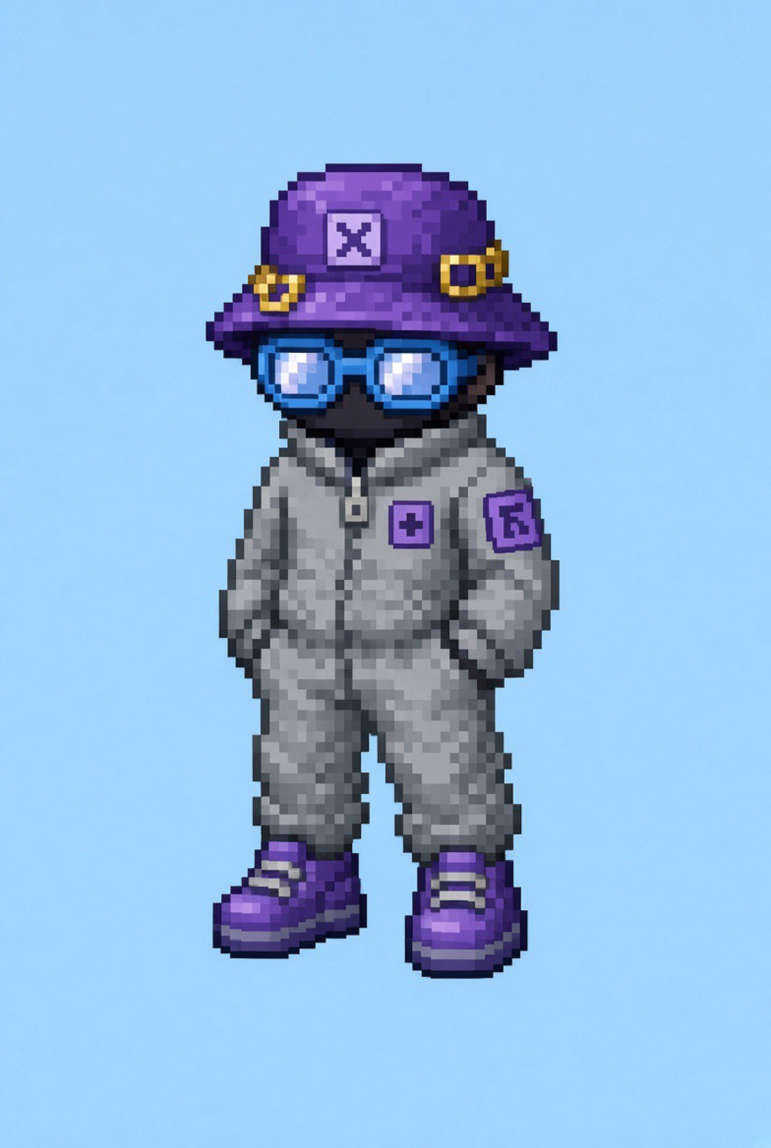 Pico in a patched suit